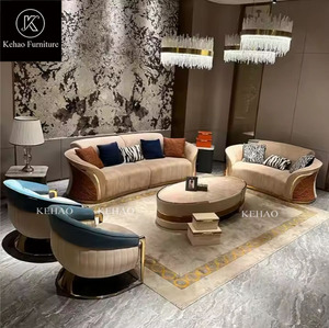 Villa Rumah coklat disesuaikan tampilan yang indah <span class=keywords><strong>Sofa</strong></span> lengkung mewah kulit Nubuck asli ruang tamu Modern <span class=keywords><strong>Sofa</strong></span> melengkung - Product Image 1