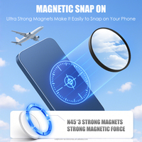 Mini miroir de maquillage de poche rond magnétique pour téléphone portable Miroir convexe mince pour selfies Vlogging Streaming