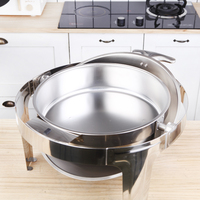 Réchaud à soupe Bell Dome en acier inoxydable avec couvercle en verre, 6L, argent, rond, pour fêtes, hôtels, chauffe-plats modernes