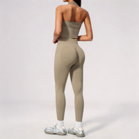 Ensemble de sport léger pour femme GH avec logo personnalisé, dos nageur sans couture, contrôle du ventre, coupe ajustée, pour fitness, course et yoga