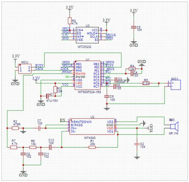 Audio Decodering Voice Chip Oplossing Wt588f Sop-16 Uitwisbare Programmeerbare Flash Voice Opname Ic Chip