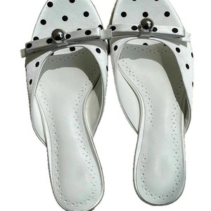 Polka Dot <b>Bow</b> Mules Women's Open Toe Slippers PU Material Summer Fashion Heeled <b>Shoes</b> - Product Image 5