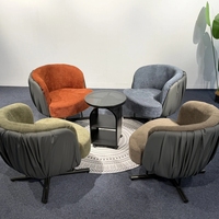Fauteuil d'appoint pivotant en tissu, chaise de détente ronde rembourrée, canapé individuel moderne pour salon, balcon, ou salle de séjour
