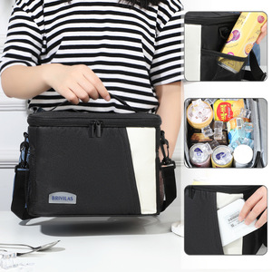 Brivilas Insulated Lunch Bag Large Capacity Portable Color Block Cooler Bag For Picnic Outdoor Use - Product Image 3