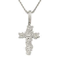 YYN Supply Collier unisexe en cuivre véritable avec zircone cubique, style sportif européen/américain, motif croix et fleur de rose
