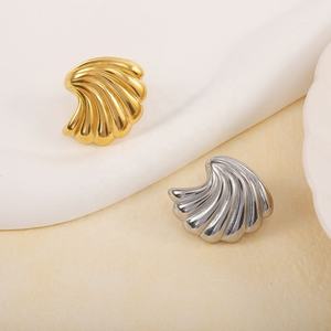 Shell Conch Starfish Sculptural Earrings <b>for</b> <b>Women</b> Exaggerated Geometric Design 14K Gold Plated Stainless Steel Trendy Party - Product Image 3