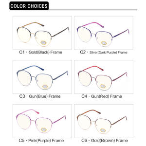 Nouvelles lunettes anti-lumière bleue pour femmes, monture ovale complète, style or noir métal incrusté de diamants, 5117 - Product Image 3