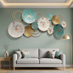 Ensemble de panneaux muraux en métal contemporains, décorations murales circulaires en laiton faites à la main, style glamour pour la décoration murale du salon - Product Image 6