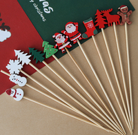 Fabriekslevering 12cm Biologisch afbreekbare Kerst- en Halloween mini bamboe spiesjes - Kerstman boom fruitprikkers - 100 verpakkingen per