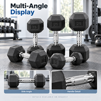 Haltères hexagonaux en fonte commerciaux, revêtement caoutchouc antidérapant, équipement de fitness professionnel de qualité supérieure pour le renforcement musculaire