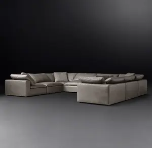 Sassanid OEM Contemporary Design Luxury Living Room Set Premium Leather Modular U-Sofa Sectional
