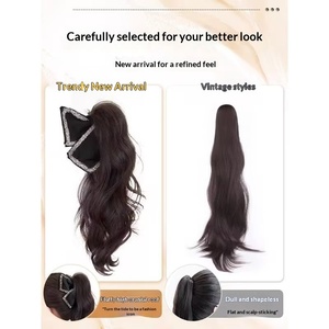 <span class=keywords><strong>Queue</strong></span> <span class=keywords><strong>de</strong></span> <span class=keywords><strong>cheval</strong></span> tressée élégante et volumineuse en fibre haute température faite à la main pour femme, avec pince <span class=keywords><strong>de</strong></span> maintien, vente en gros - Product Image 4