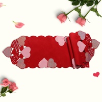 OWENIE Meilleure vente, décorations de mariage brodées, cœur rouge, Saint-Valentin, chemins de table pour salle à manger
