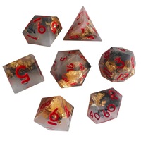 Ensemble de 7 dés en résine à bords tranchants, dés polyédriques pour jeux de rôle de table, D20 D12 D10 D8 D6 D4, dans un emballage en boîte métallique