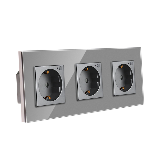 Bingoelec Wholesale EU Smart Home Fast Charging Mechanical Power Sockets Luxury Glass Schuko Wall Socket