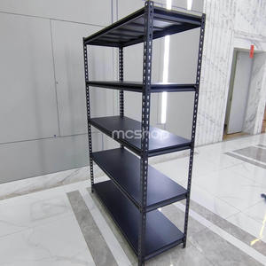 Z Beam 5-Boltless Boltless Black Slotted-رفوف تخزين فولاذية بزاوية محمية من التآكل مع رف معدني - Product Image 4