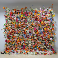 Panneau mural de fleurs artificielles colorées 8x8 pieds, idéal pour les mariages, avec arrangement floral – Vente chaude