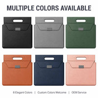 Funda para Portátil de Cuero PU con Asa Integrada, Soporte Plegable, Ergonómica, Protectora, para Oficina, Viajes, Portátil