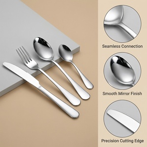 Set di Posate in Acciaio Inossidabile da 4 Pezzi, Lavabile in Lavastoviglie, Finitura a Specchio, per <span class=keywords><strong>Casa</strong></span> e Ristorante - Product Image 6