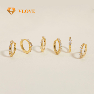 Parures de bijoux VLOVE pour femmes, luxe, or 14 et 18 carats, boucles d'oreilles en diamant <span class=keywords><strong>Murphy</strong></span>, ensemble de 6 boucles d'oreilles tendance - Product Image 2