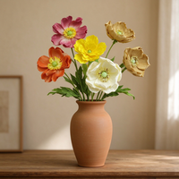 Fleur de pavot en papier crépon faite à la main, réaliste, multicolore, M1032, pour bouquet de mariage, vase décoratif, fête, événement