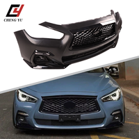 Ensemble de pare-chocs avant élégant pour Infiniti Q50 Q50L 2018-2023, en ABS noir brillant, avec calandre sport en nid d'abeille, accessoire de kit carrosserie amélioré