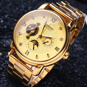 นาฬิกาอัตโนมัติของผู้ชาย,นาฬิกาข้อมืออัตโนมัติยี่ห้อหรูทำงานอัตโนมัติทำจากสเตนเลสสตีล