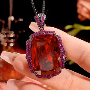 High End Jewelry Eco-friendly Copper Black Gold Plated Large 20*28mm Multicolor Zircon Pendants for <b>Necklace</b> Fashion <b>Statements</b> - Product Image 3
