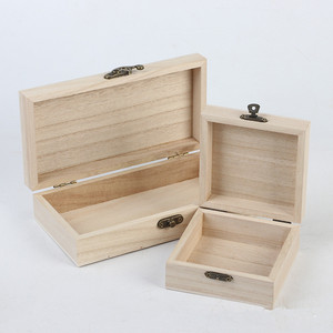 Scatola in <span class=keywords><strong>Legno</strong></span> Rustica Non Finita e Non Verniciata con Coperchio a Cerniera per Artigianato, Fai-da-Te, Conservazione Gioielli, in <span class=keywords><strong>Legno</strong></span> di Paulownia - Product Image 5