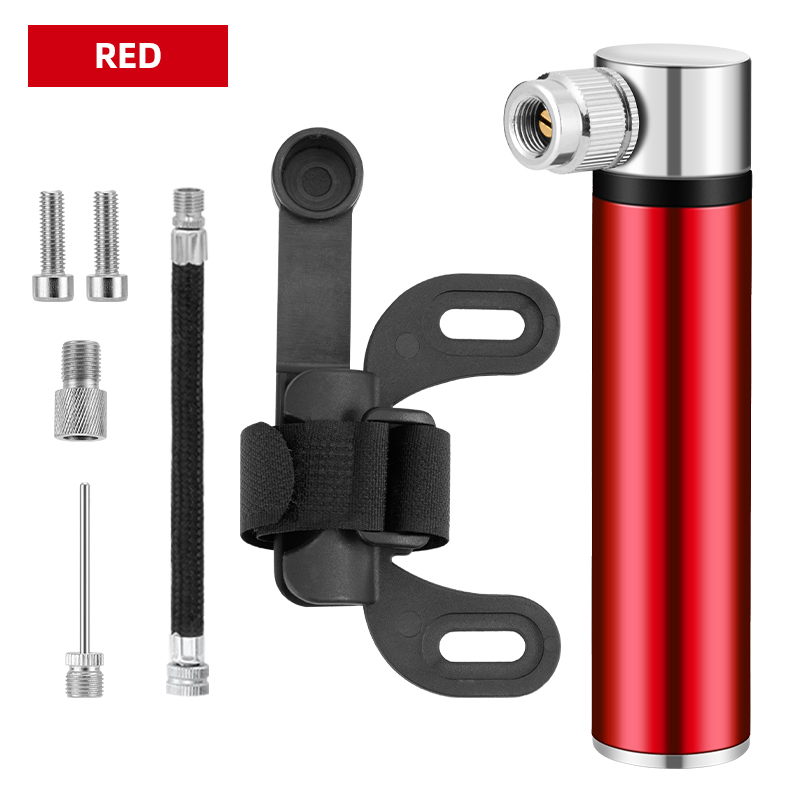 Red Bike Pump w/ Presta/Schrader Adapter Kit
