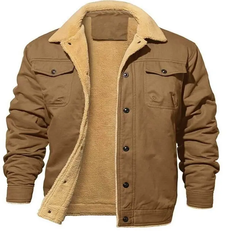 Custom Multi Pockets Mens Cargo Jacket Thick Cotton Denim Casual Outerwear Jacket for Men Stylish