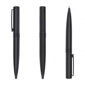 Stylo à bille de luxe rétro en métal noir de qualité supérieure, avec placage or rose et logo gravé au laser - Product Image 2