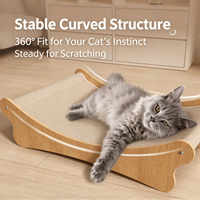 Grand grattoir pour chat en sisal et bois et lit pour chat 2-en-1, durable et résistant à l'usure, canapé-lit pour chat, accessoires écologiques pour animaux de compagnie