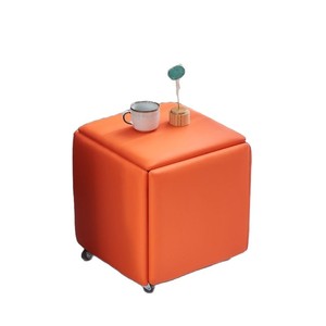 Pouf de rangement moderne 5 en 1 en similicuir pliable avec roulettes universelles pour salon, salle à manger, bureau - Product Image 1