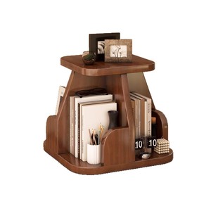 Organizador de libros y revistas de escritorio de madera minimalista moderno, estante giratorio de madera maciza para dormitorio, oficina, sala de estar - Product Image 3