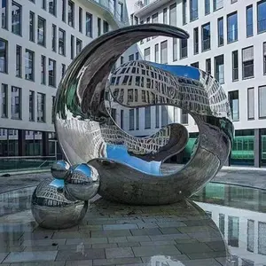 Customized Factory Outdoor Garden Large Stainless Steel Statue Metal Abstract Mirror Art Stainless Steel Sculpture