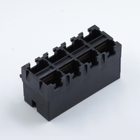 Conector de Red Ethernet Modular RJ45 8P8C de Montaje en Panel, Serie 59 de JISJACK, Sin Blindaje, de Bronce Fosforoso y Chapado en Oro