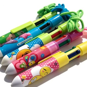 2026 Most Popular School Supply Kawaii Pattern Long Writing Length <b>Retractable</b> 4 in 1 Color Ball <b>Pens</b> with Portable Rope - Product Image 5