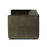 Canapé 3 places en velours vert mousse de luxe, design italien moderne et minimaliste, assise profonde, ensemble de meubles pour salon