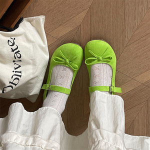 Factory Wholesale New Style Bow Shallow-Cut Single Strap Flat Ballet Shoes for Women Fashion Trend Cushioning - Product Image 3