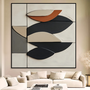 Arte Abstracto 3D <span class=keywords><strong>Moderno</strong></span> de Mediados de Siglo - Decoración de Pared con Textura en Relieve Hecha a Mano de 60x60cm para Sala de Estar - Product Image 1