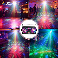 Projecteur d'effets lumineux LED 5 en 1 pour discothèque, télécommande, clubs, salle de karaoké, lumière stroboscopique laser, boule magique, lumière UV rouge verte, motif