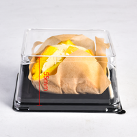 Boîtes d'emballage jetables en PET recyclable pour gâteaux de lune, contenants carrés en plastique pour mini-gâteaux et desserts avec couvercle transparent