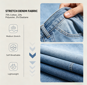 <span class=keywords><strong>Jeans</strong></span> a Gamba Larga <span class=keywords><strong>con</strong></span> Orlo Arricciato, Vita Alta, Elasticizzati, Stile Baggy per Donna, Produzione all'Ingrosso - Product Image 6