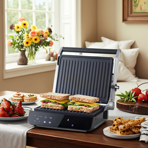 Griglia a Contatto con Display LCD a 4 Fette - Piastra Elettrica per BBQ e <span class=keywords><strong>Panini</strong></span> con Pannello Touch Screen Scaldavivande per Uso Domestico - Product Image 6