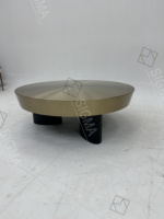 Table basse Sigma Luxury Furniture, en bois massif durable, avec plateau rond en métal, design moderne pour le salon