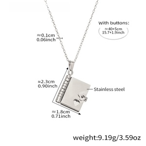 个性定制情侣书项链不锈钢18K镀金链子可打开可刻字专属名字时尚 - Product Image 5