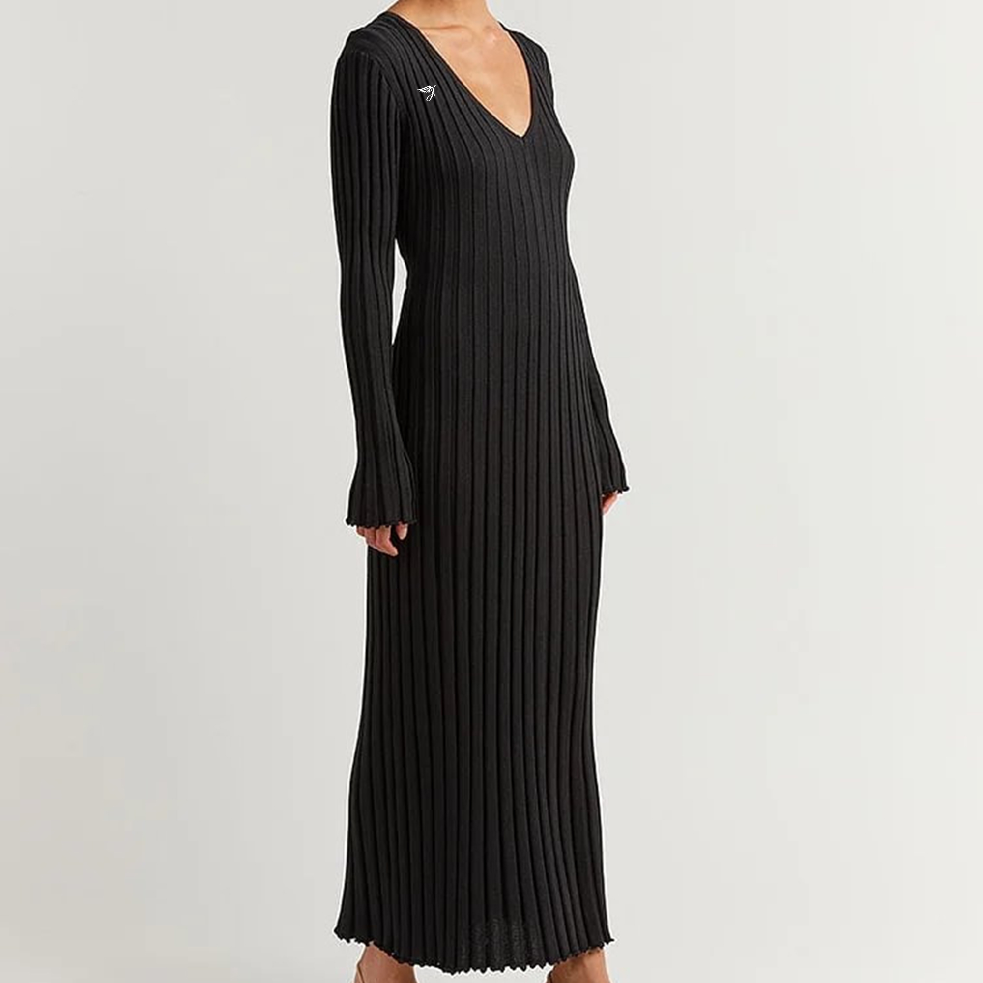 Wholesale Custom Knitted Women's Dresses Elegant Slimming Waist V-Neck Ribbed  Maxi Straight Silhouette for Autumn Casual Formal| Alibaba.com