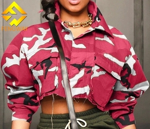 Primavera autunno moda alta qualità a maniche lunghe corte giacca a fatica mimetica <span class=keywords><strong>donna</strong></span> - Product Image 2