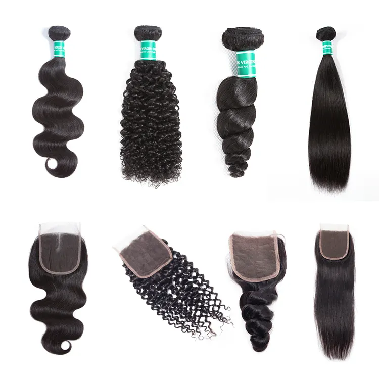 Perawan Rambut Brazilian Organik Curl Rambut Menenun 3 Buah Banyak Organik Rambut Bundel Manusia dengan Renda Penutupan